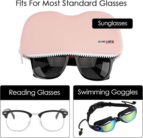 DODAMOUR 2 Pack Sunglasses Case Zipper, Silicone Eyeglasses Case, Portable Travel Glasses Organizer Box for Men and Women in Kuwait