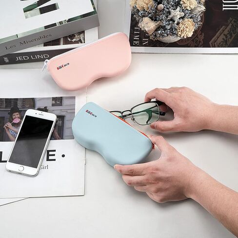 DODAMOUR 2 Pack Sunglasses Case Zipper, Silicone Eyeglasses Case, Portable Travel Glasses Organizer Box for Men and Women in Kuwait