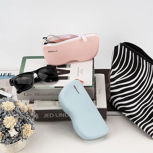 DODAMOUR 2 Pack Sunglasses Case Zipper, Silicone Eyeglasses Case, Portable Travel Glasses Organizer Box for Men and Women in Kuwait