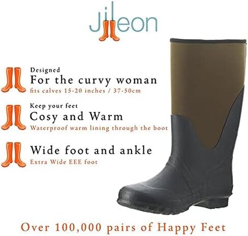 Jileon Wide Calf Warm Insulated Neoprene Rain Boots for Men & Women - up to 20 inch Calf - Wide in Foot and Calf in Saudi Arabia