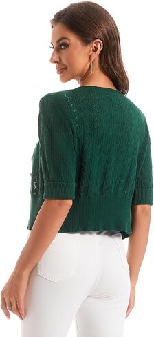 togputel Women's Cardigan Cropped V Neck Knit Sweaters Button Down Lightweight Shrugs Simple Tops for Women Girls in Saudi Arabia
