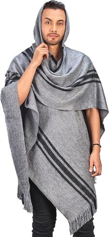 INTI ALPACA غطاء رأس الألبكة للرجال باللون الرمادي "النيلي" - عباءة المعطف in Kuwait