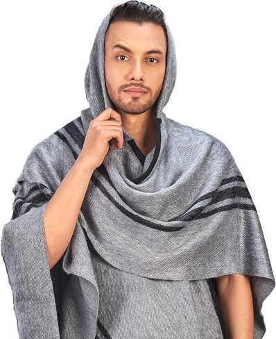 INTI ALPACA غطاء رأس الألبكة للرجال باللون الرمادي "النيلي" - عباءة المعطف in Kuwait