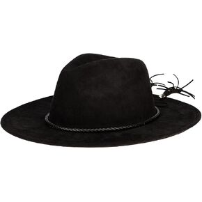 San Diego Hat Co. Women's Faux Suede Wide Brim Fedora with Tassel Back Bow in Kuwait