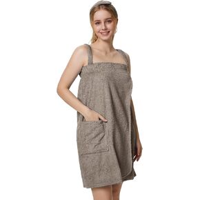 SIORO Womens Bath Towel Wrap Terry Cloth Spa Towel Robe with Straps Facial Headband Adjustable Closure Shower Towel S-XL