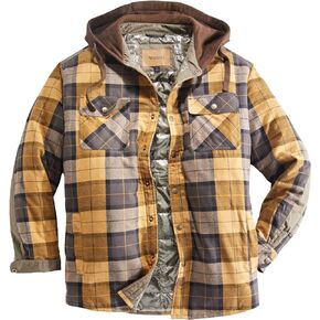 Venado Men's Reflex Quilt Lined Flannel Shirt Jacket with Hood - Reflective Winter Coat for Men