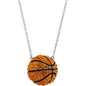 Crystaluxe Basketball Pendant with Swarovski Crystals in Sterling Silver, 16" + 2" Extender in Saudi Arabia