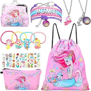 RHCPFOVR Mermaid Gifts for Girls - Drawstring Backpack,Makeup Bag,Bracelet,Necklace for Party Favors in Kuwait