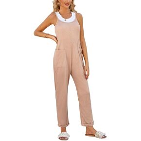 STYLEWORD Women 2024 Fashion Jumpsuit Loose Spaghetti Strap Spring Overalls Jumpers with Pockets