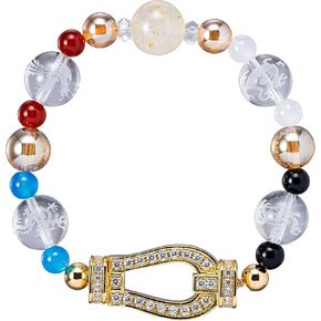 Lucky Shop horseshoe crown beads money luck bracelet fengshui stretch men women unisex natural stone positive energy cool present casual Japanese craft in Kuwait