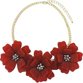 Bocar Statement Flower Necklace Handmade Bib Collar Jewelry Set for Women