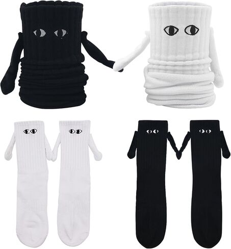 KJMYYXGS 2/3 Pair Hand in Hand Socks Funny Magnetic Hand Holding Family Socks Couple Mid-Tube Friendship Novelty Socks in Saudi Arabia