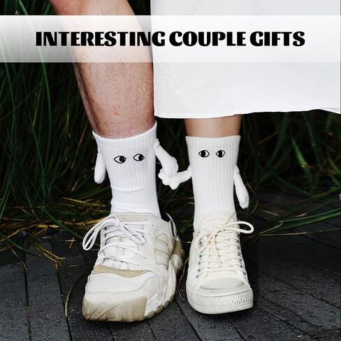KJMYYXGS 2/3 Pair Hand in Hand Socks Funny Magnetic Hand Holding Family Socks Couple Mid-Tube Friendship Novelty Socks in Saudi Arabia