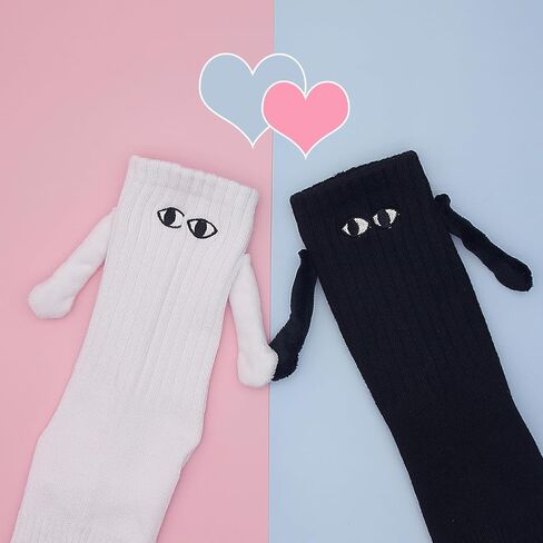 KJMYYXGS 2/3 Pair Hand in Hand Socks Funny Magnetic Hand Holding Family Socks Couple Mid-Tube Friendship Novelty Socks in Saudi Arabia