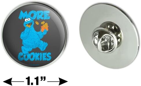 Sesame Street Cookie Monster More Cookies Metal 1.1" Tie Tack Hat Lapel Pin Pinback, Multicolored in Saudi Arabia