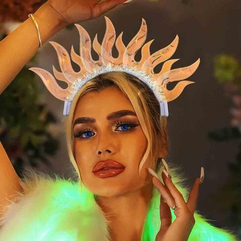 Zoestar تضيء لهب عقال LED متوهجة النار العصابات الشعر حزب ملهى ليلي زي الشعر التبعي النساء والفتيات in Kuwait