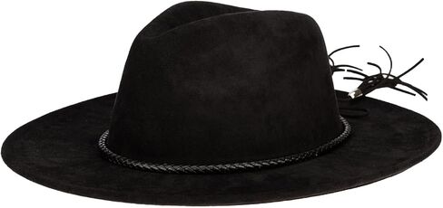 San Diego Hat Co. Women's Faux Suede Wide Brim Fedora with Tassel Back Bow in Saudi Arabia