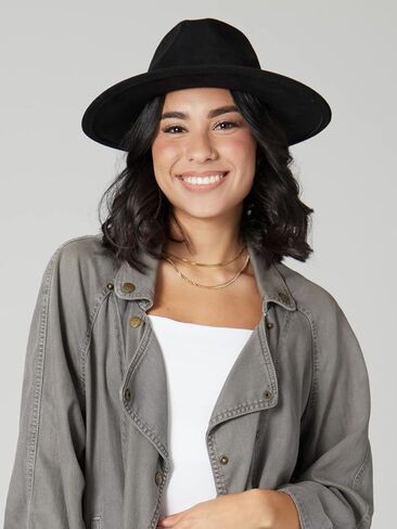 San Diego Hat Co. Women's Faux Suede Wide Brim Fedora with Tassel Back Bow in Saudi Arabia