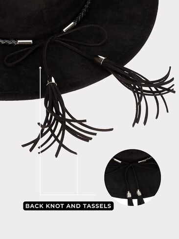 San Diego Hat Co. Women's Faux Suede Wide Brim Fedora with Tassel Back Bow in Saudi Arabia