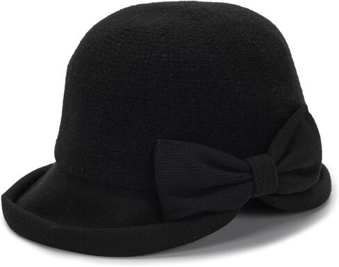 Bowler Cloche Hats for Women 1920S Vintage Wool Church Hat Winter Bucket Hat with Bow in Kuwait