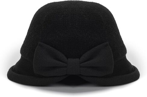 Bowler Cloche Hats for Women 1920S Vintage Wool Church Hat Winter Bucket Hat with Bow in Kuwait