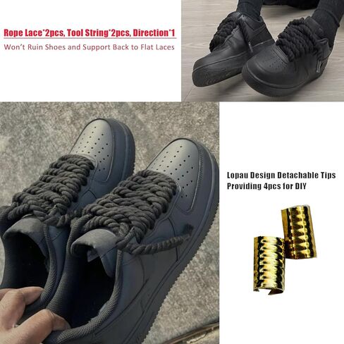 Lopau Thick Rope Shoe Laces for Air Force 1, Dont Punch DIY Chunky Jumbo Shoelaces for Dunk,Air Jordan,AF1 Sneakers in Saudi Arabia