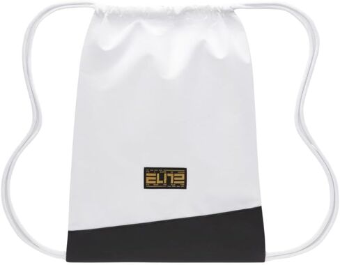 NIKE Hoops Elite Drawstring Bag (17L) DX9790-100 (WHITE/BLACK/METALLIC GOLD), Size ONE in Saudi Arabia