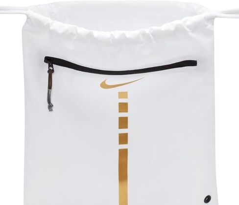 NIKE Hoops Elite Drawstring Bag (17L) DX9790-100 (WHITE/BLACK/METALLIC GOLD), Size ONE in Saudi Arabia
