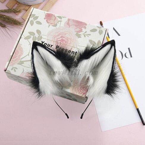 Furry Wolf Ears Fox Ears Cat Headband Lovely Plush Animal Hair Hoop Kawaii Anime Cosplay Headband Christmas Halloween (1) in Saudi Arabia