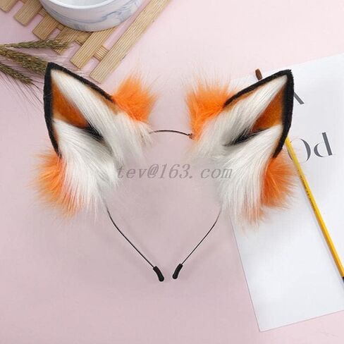 Furry Wolf Ears Fox Ears Cat Headband Lovely Plush Animal Hair Hoop Kawaii Anime Cosplay Headband Christmas Halloween (1) in Saudi Arabia
