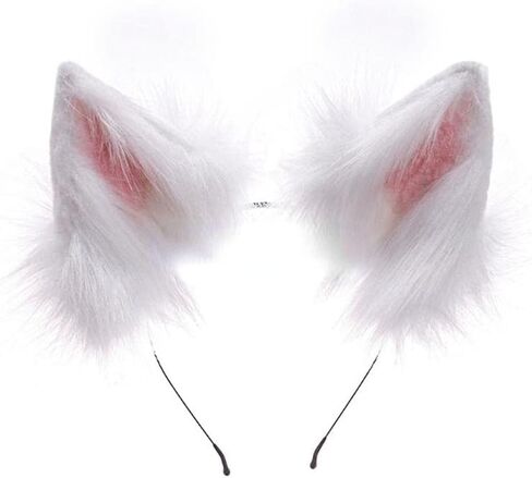 Furry Wolf Ears Fox Ears Cat Headband Lovely Plush Animal Hair Hoop Kawaii Anime Cosplay Headband Christmas Halloween (1) in Saudi Arabia