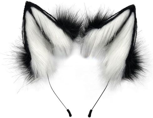 Furry Wolf Ears Fox Ears Cat Headband Lovely Plush Animal Hair Hoop Kawaii Anime Cosplay Headband Christmas Halloween (1) in Saudi Arabia
