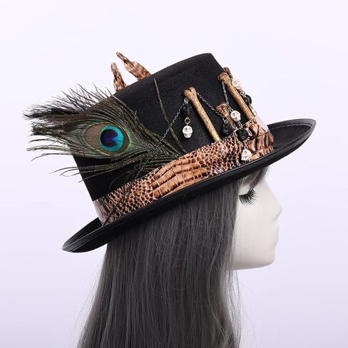 COSDREAMER Women Voodoo Hats Witch Doctor Top Hats Skull Feathers Hat in Saudi Arabia