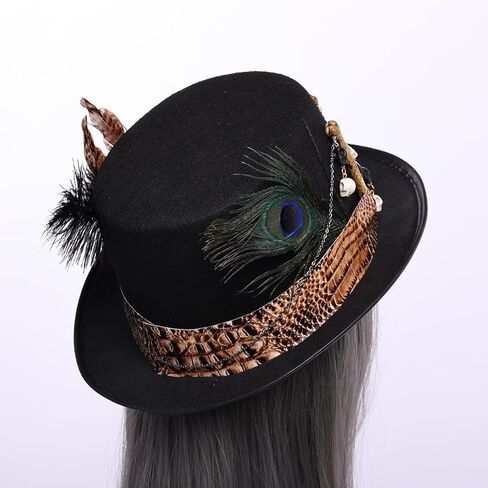 COSDREAMER Women Voodoo Hats Witch Doctor Top Hats Skull Feathers Hat in Saudi Arabia