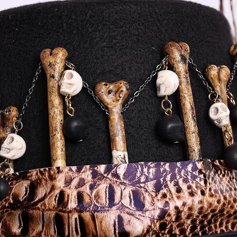COSDREAMER Women Voodoo Hats Witch Doctor Top Hats Skull Feathers Hat in Saudi Arabia