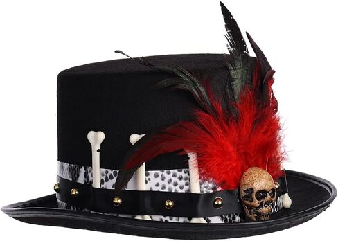 COSDREAMER Women Voodoo Hats Witch Doctor Top Hats Skull Feathers Hat in Saudi Arabia