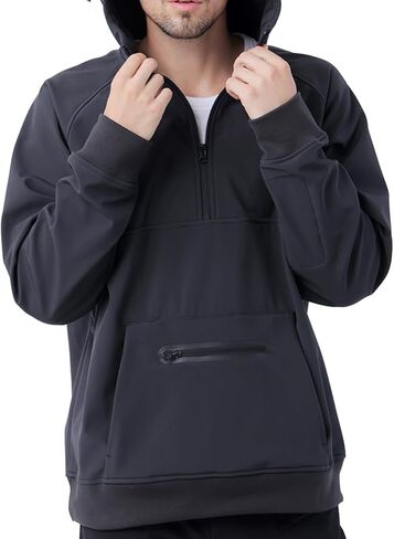 YINGJIELIDE Men's Rain Defender Loose Heavyweight Sweatshirt,Wind & Water Resistant Snow Jackets,Waterproof Fleece Hoodies in Kuwait