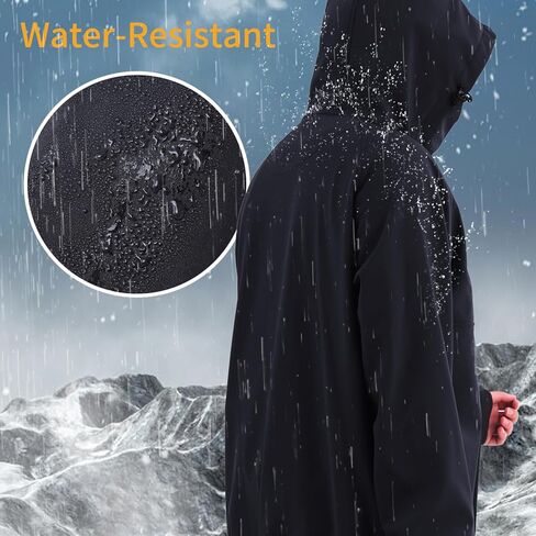 YINGJIELIDE Men's Rain Defender Loose Heavyweight Sweatshirt,Wind & Water Resistant Snow Jackets,Waterproof Fleece Hoodies in Kuwait