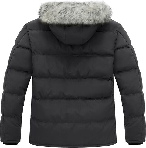 Soularge Men's Big and Tall Thicken Padded Winter Parka Coat with Removable Hood in Saudi Arabia