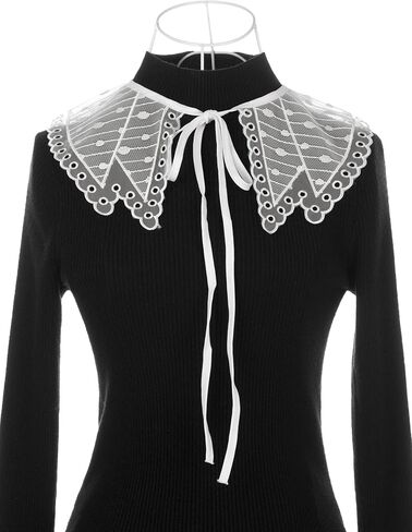 Elerevyo Detachable False Collar, Embroidery Mini Cape Neck Ruff Dickey Fake Collar for Blouse in Saudi Arabia