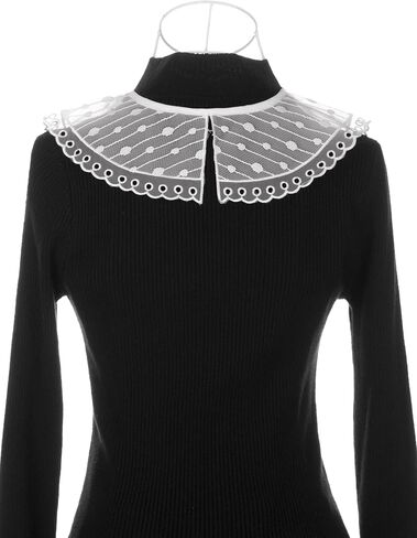 Elerevyo Detachable False Collar, Embroidery Mini Cape Neck Ruff Dickey Fake Collar for Blouse in Saudi Arabia