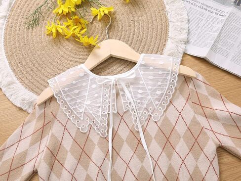 Elerevyo Detachable False Collar, Embroidery Mini Cape Neck Ruff Dickey Fake Collar for Blouse in Saudi Arabia