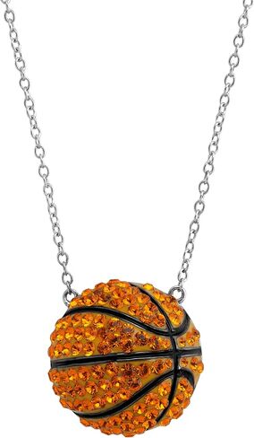 Crystaluxe Basketball Pendant with Swarovski Crystals in Sterling Silver, 16" + 2" Extender in Saudi Arabia