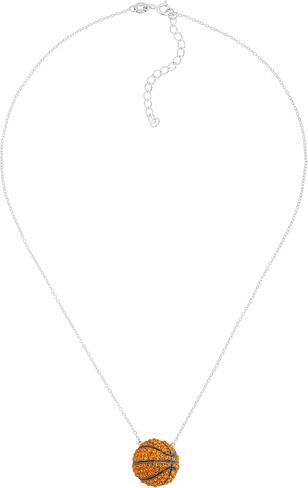 Crystaluxe Basketball Pendant with Swarovski Crystals in Sterling Silver, 16" + 2" Extender in Saudi Arabia