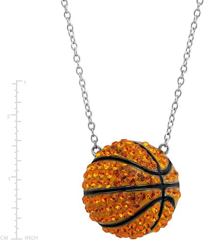 Crystaluxe Basketball Pendant with Swarovski Crystals in Sterling Silver, 16" + 2" Extender in Saudi Arabia