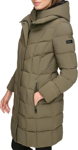 DKNY Women's Bib-Front Long Puffer in Kuwait