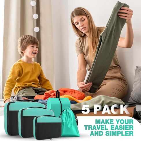 5 Set Packing Cubes for Suitcases, Travel Packing Organized Cubes for Carry On Suitcases,Lightwight Luggage Organizer Bags with Travel Accessories in Saudi Arabia