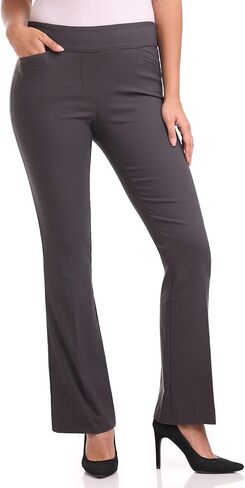 Rekucci Women's Stretchy Flare Leg Pull-On Dress Pants with Pockets for Office Work Business, Regular 32L in Saudi Arabia
