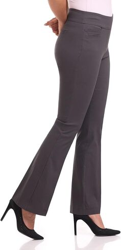 Rekucci Women's Stretchy Flare Leg Pull-On Dress Pants with Pockets for Office Work Business, Regular 32L in Saudi Arabia