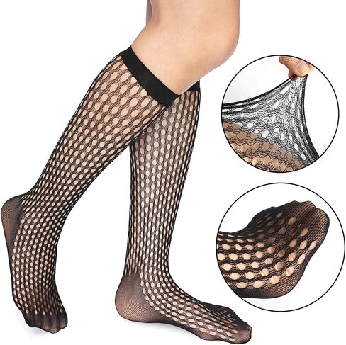 جوارب Glamourstar من الدانتيل شبكة صيد السمك مجوفة من الجوارب العالية 6 أزواج للنساء in Kuwait